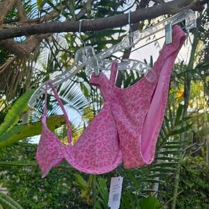 Jessica Simpson Pink Leopard Print Bikini Set